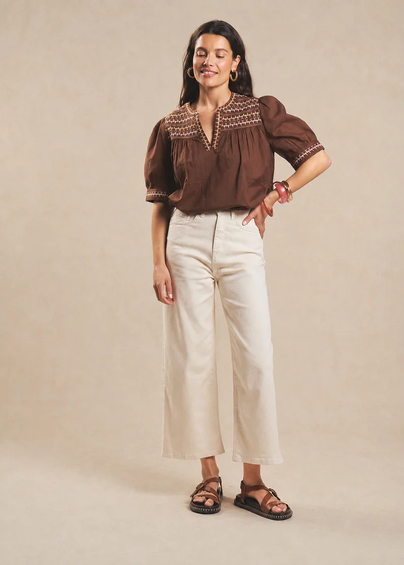 Jean taille haute coupe large 7/8