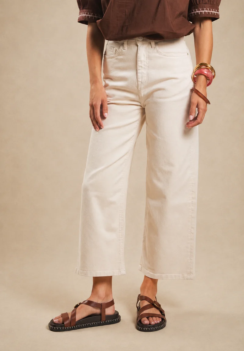 Jean taille haute coupe large 7/8