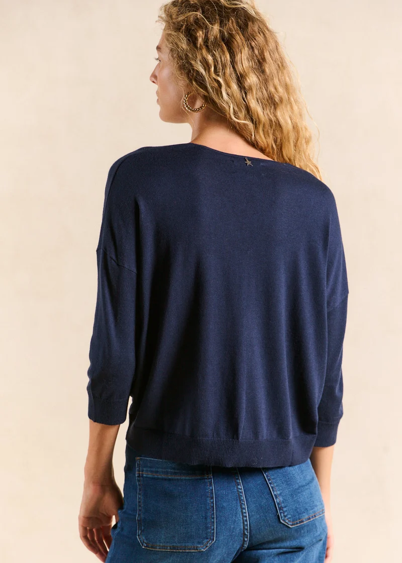 Pull col V oversize avec manches mi-longues