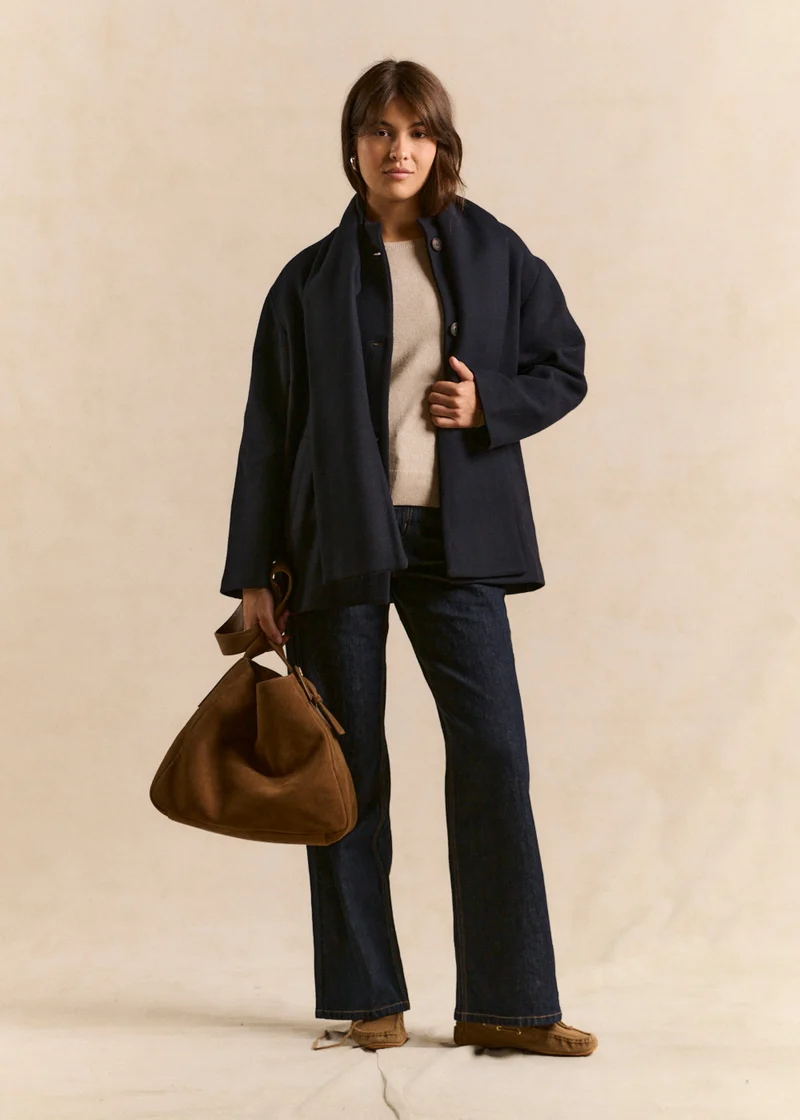 Manteau court écharpe amovible