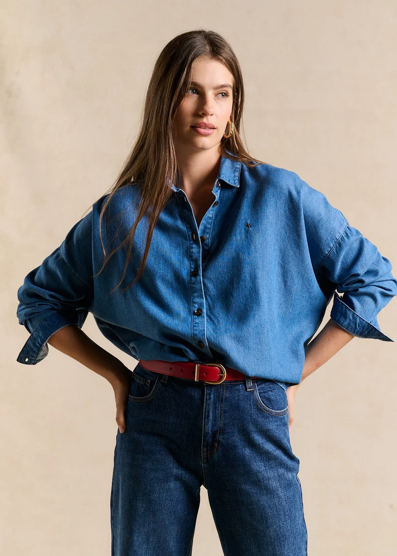 Chemise ample effet denim