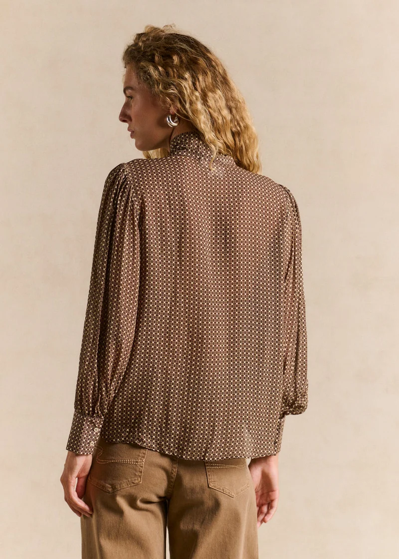 Blouse imprimé géométrique col noué