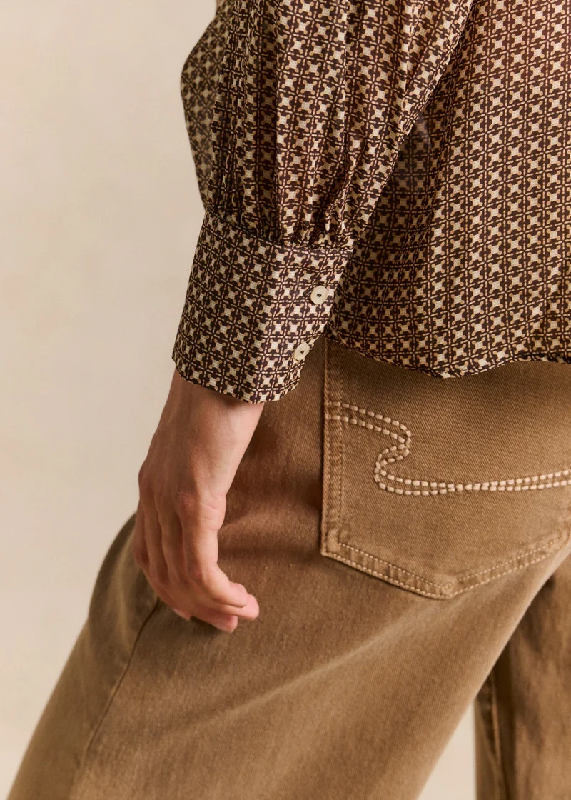 Blouse imprimé géométrique col noué