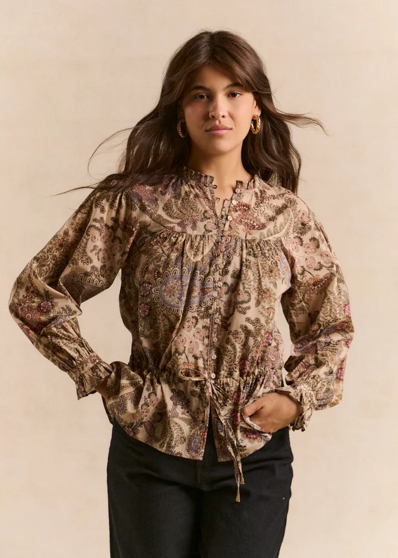 Chemisier imprimé fleuri en coton