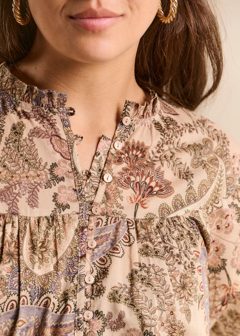 Chemisier imprimé fleuri en coton