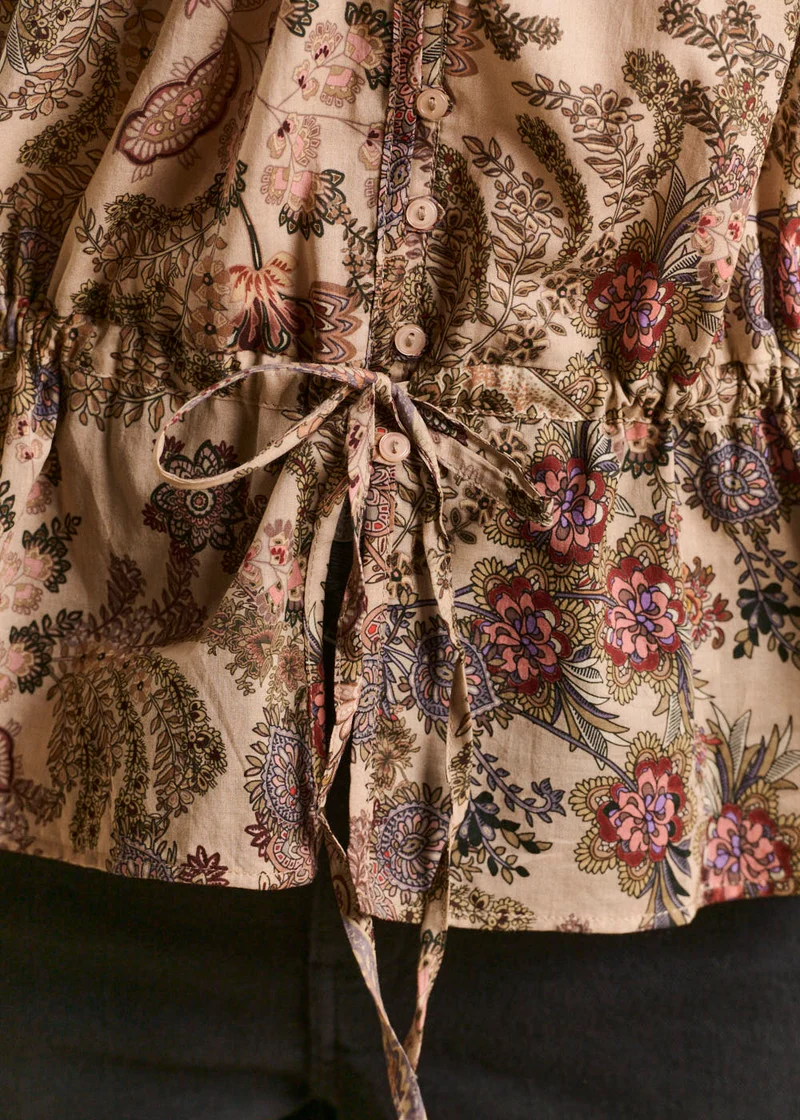 Chemisier imprimé fleuri en coton