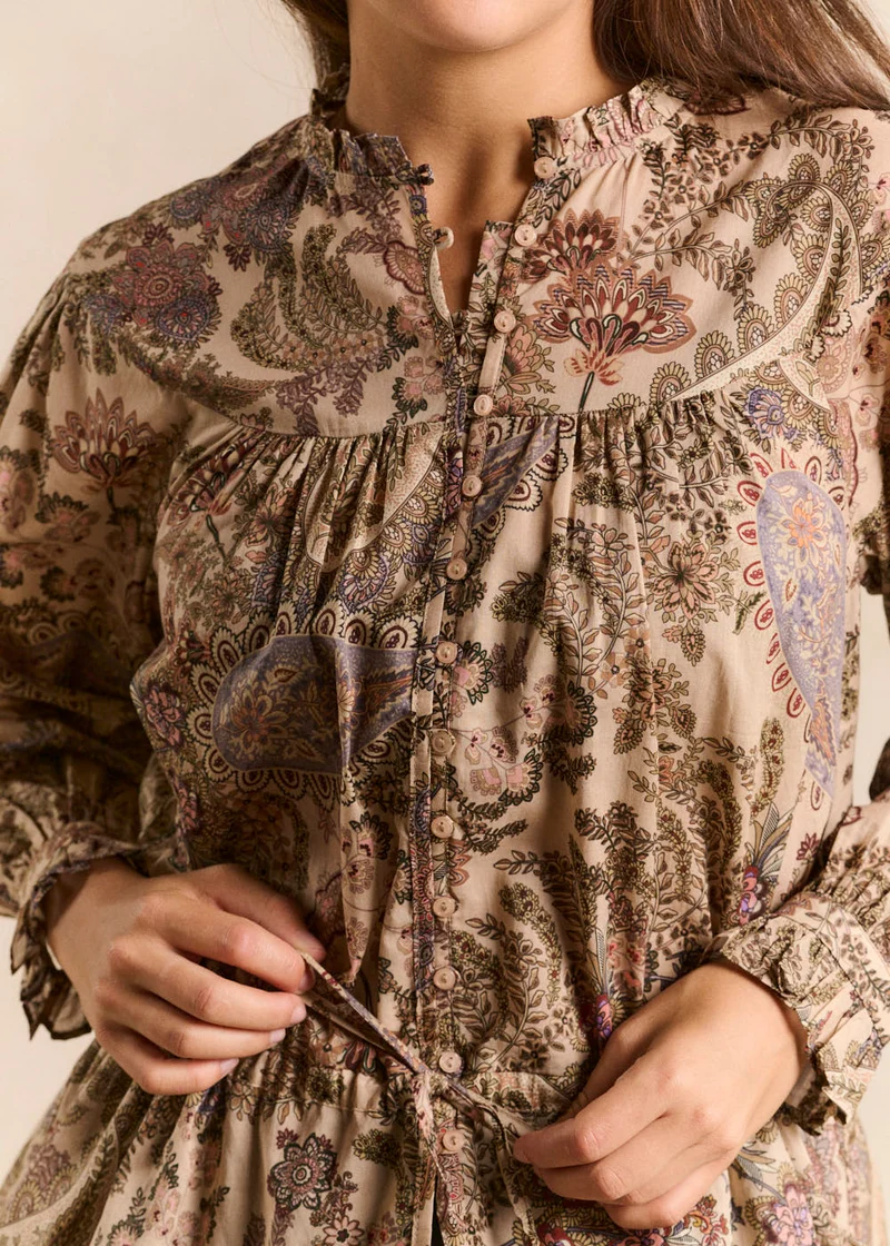 Chemisier imprimé fleuri en coton