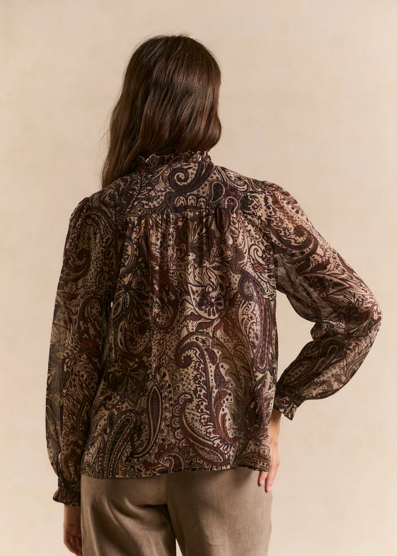 Blouse imprimé col volanté