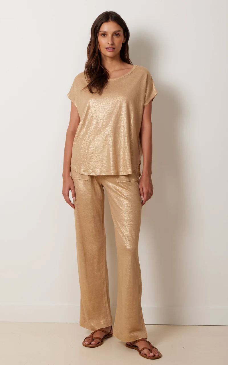 T-shirt lin beige doré
