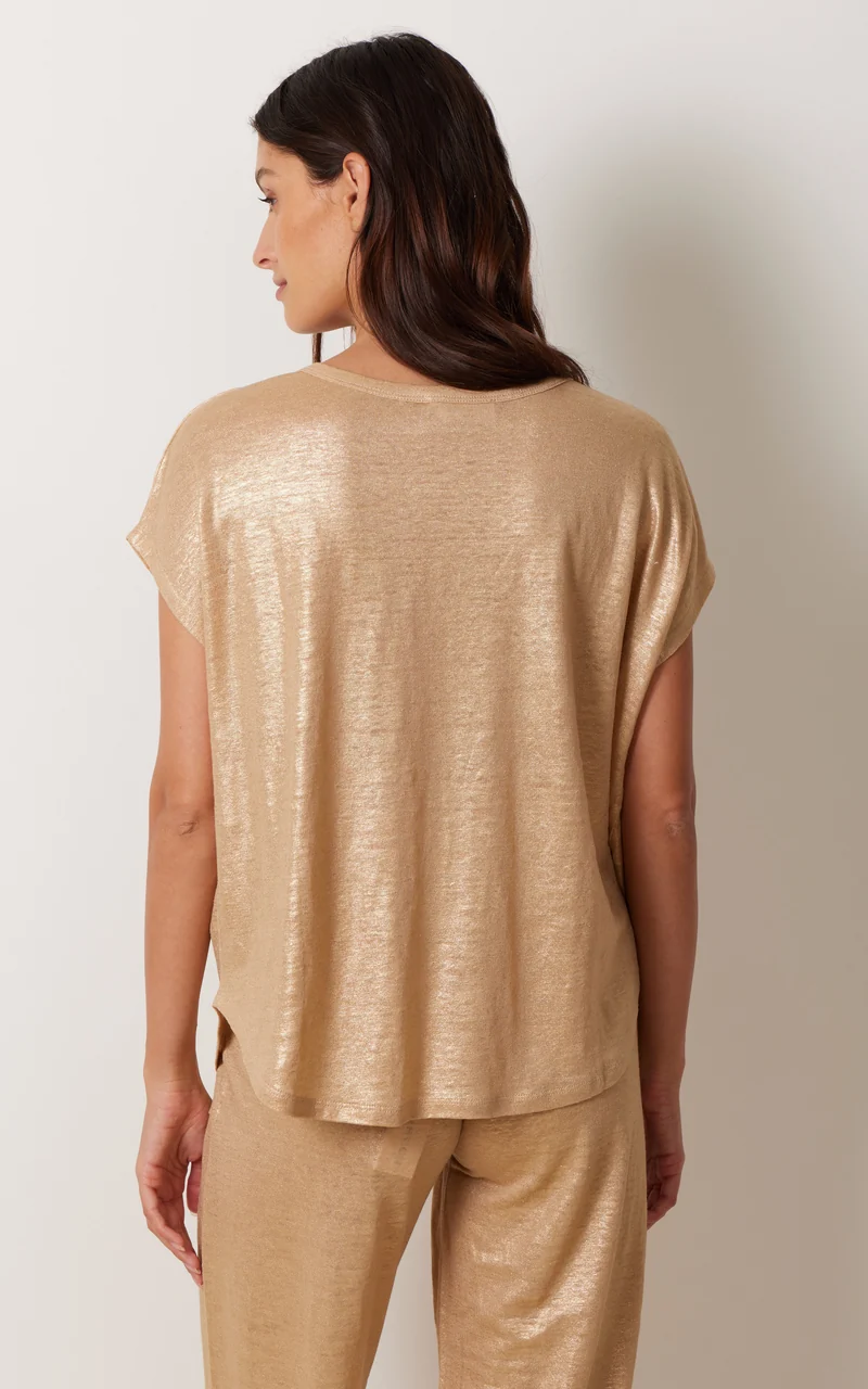 T-shirt lin beige doré