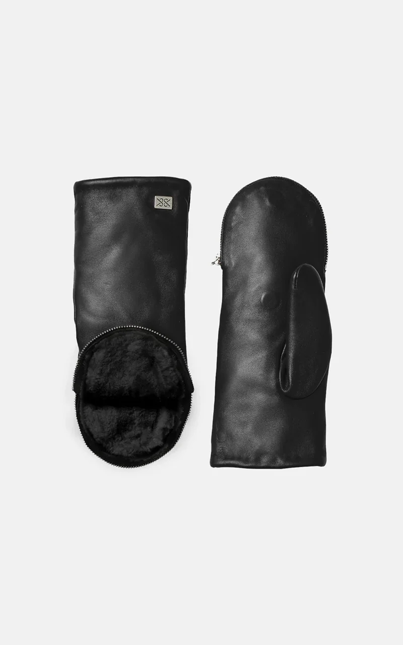 Moufles Betrice-N cuir noir