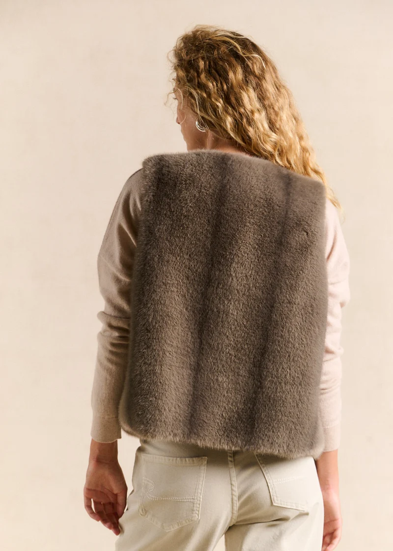 Gilet sans manches effet fourrure