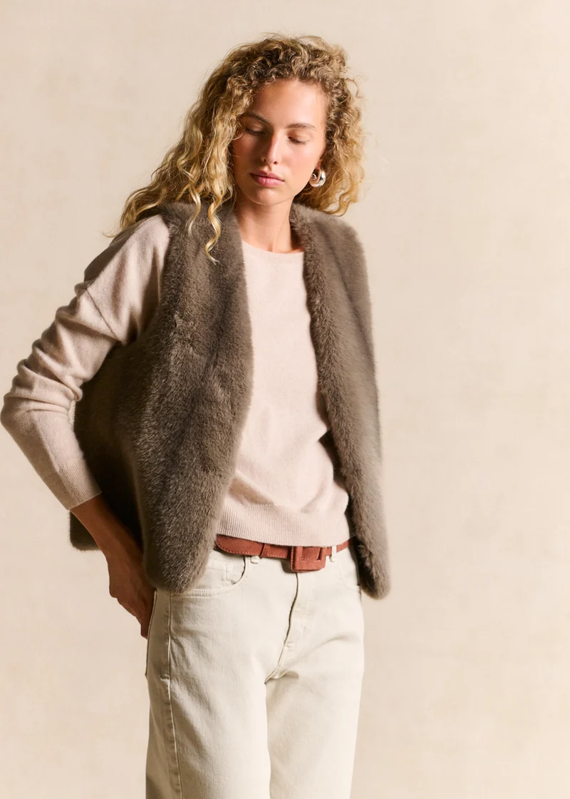 Gilet sans manches effet fourrure