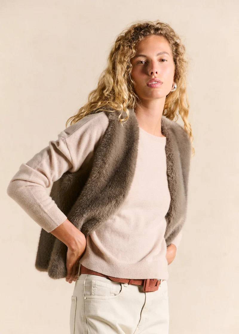 Gilet sans manches effet fourrure