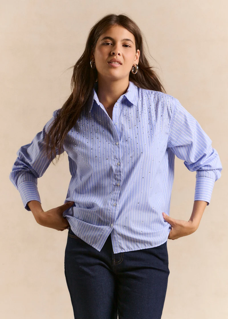Chemise rayée ornée de strass
