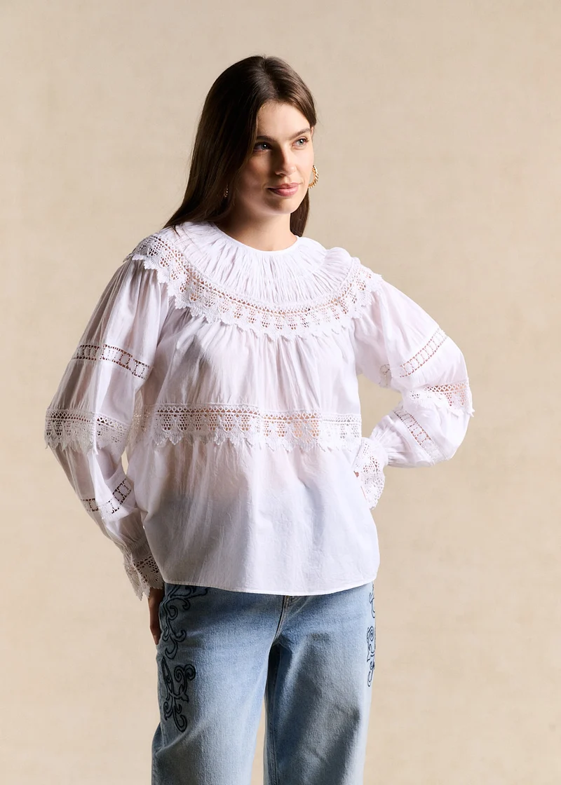 Blouse voile de coton & dentelle