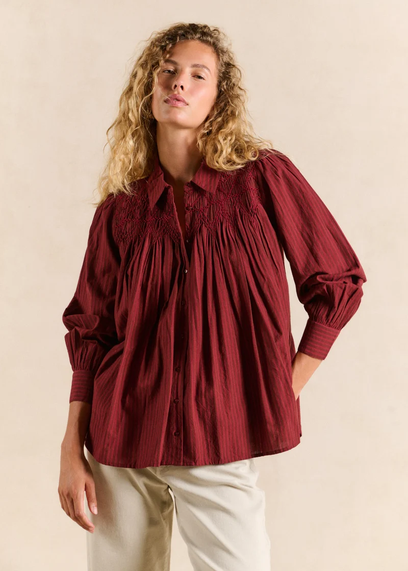 Chemise rayée à smock