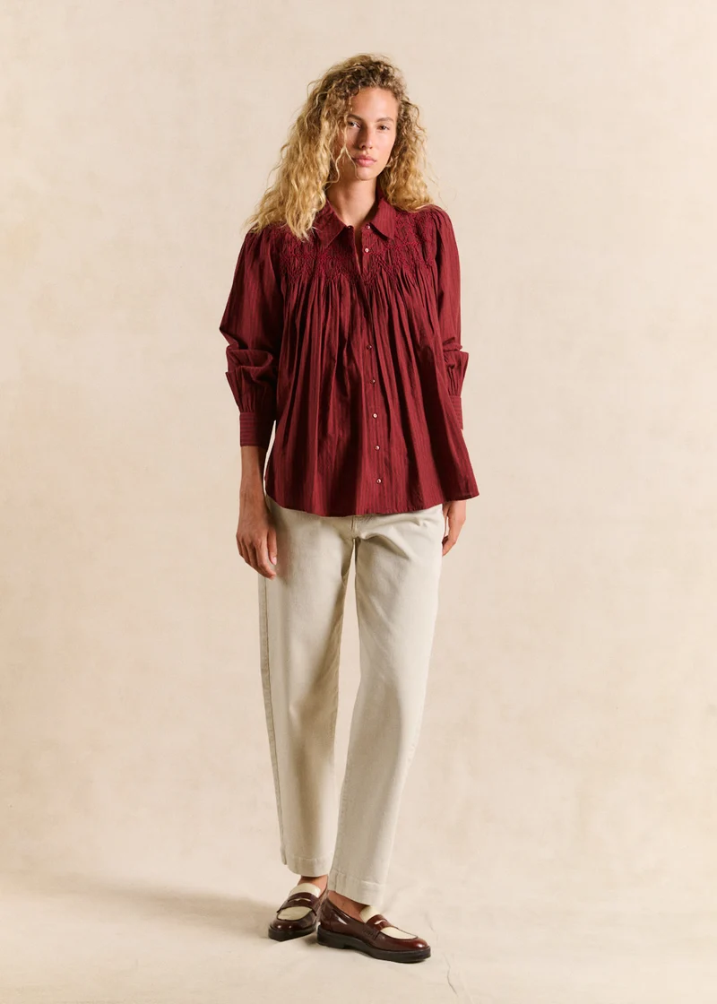 Chemise rayée à smock