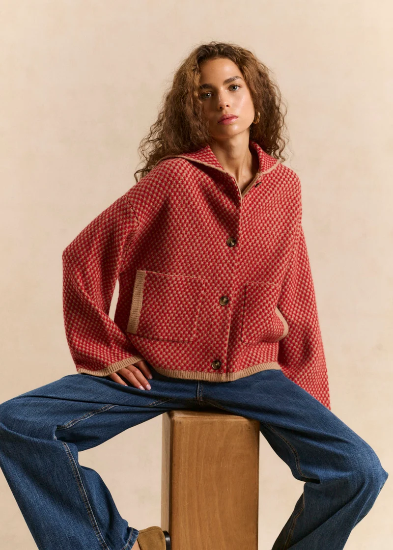 Gilet en maille damier