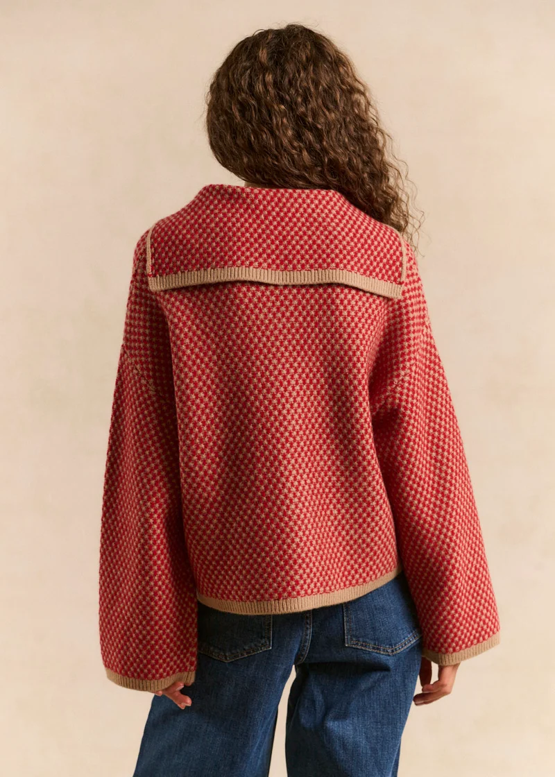 Gilet en maille damier
