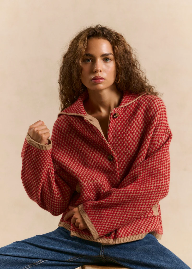 Gilet en maille damier