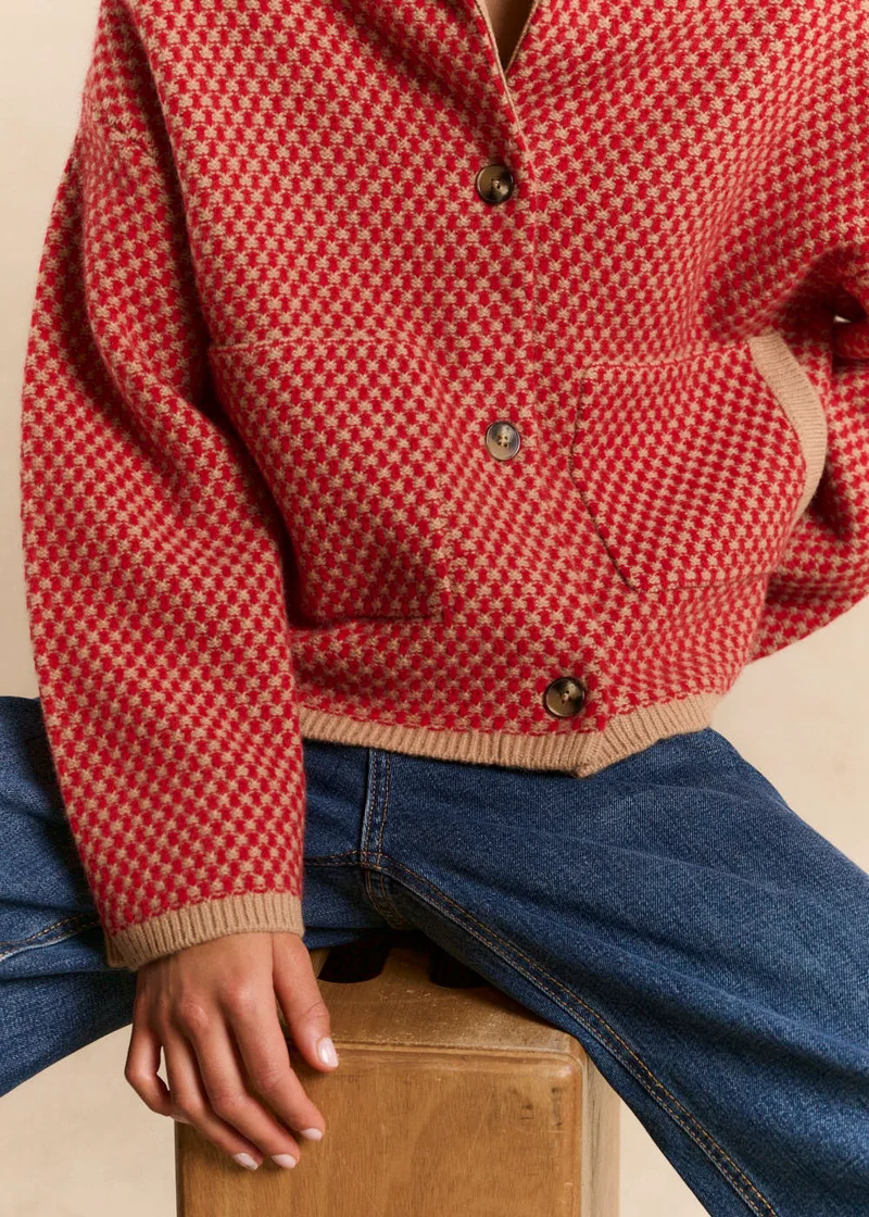Gilet en maille damier