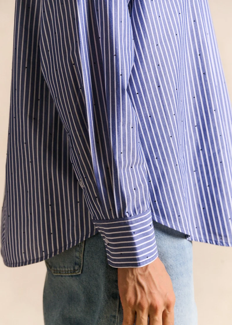 Chemise à rayures oversize détails strass