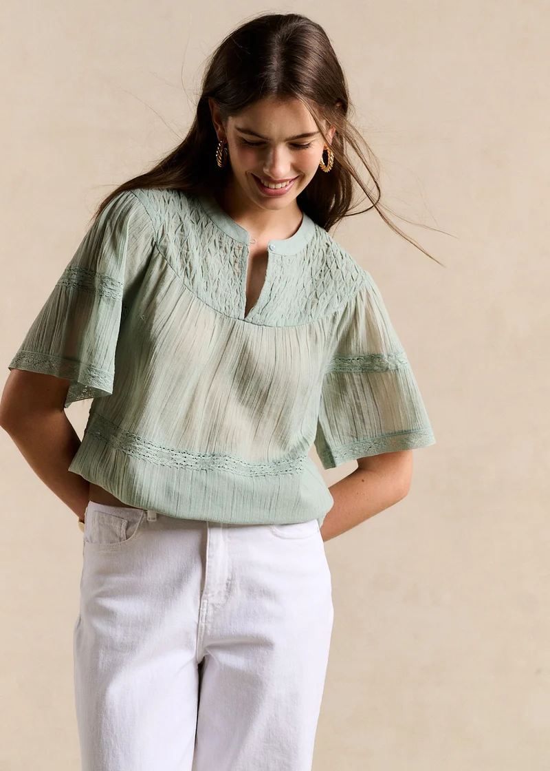 Top en coton à broderie et smock
