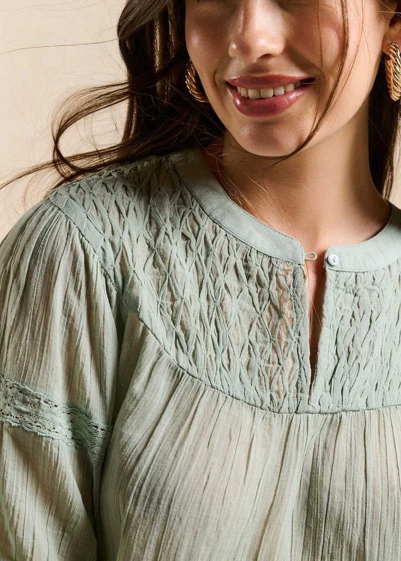 Top en coton à broderie et smock
