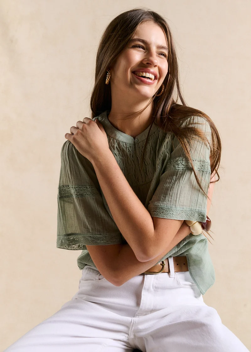 Top en coton à broderie et smock