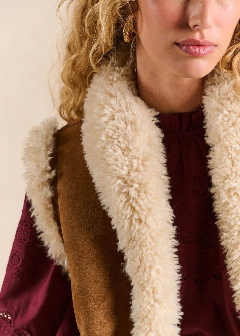 Gilet sans manches effet peau lainée