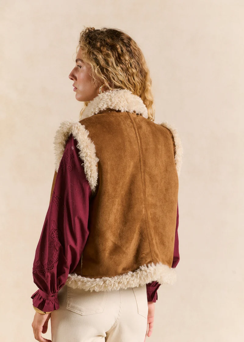 Gilet sans manches effet peau lainée