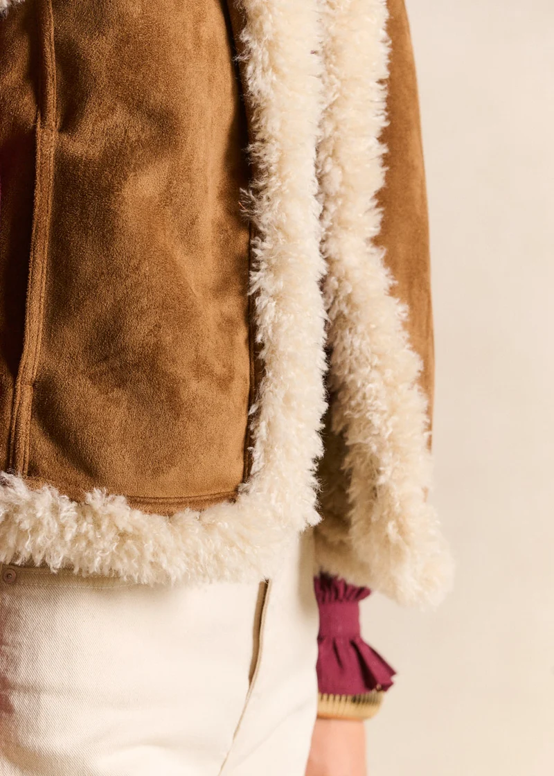 Gilet sans manches effet peau lainée