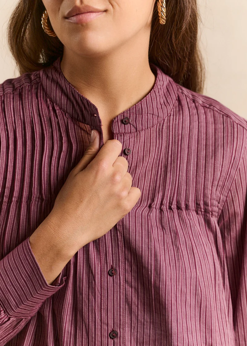 Chemise imprimé rayures col officier