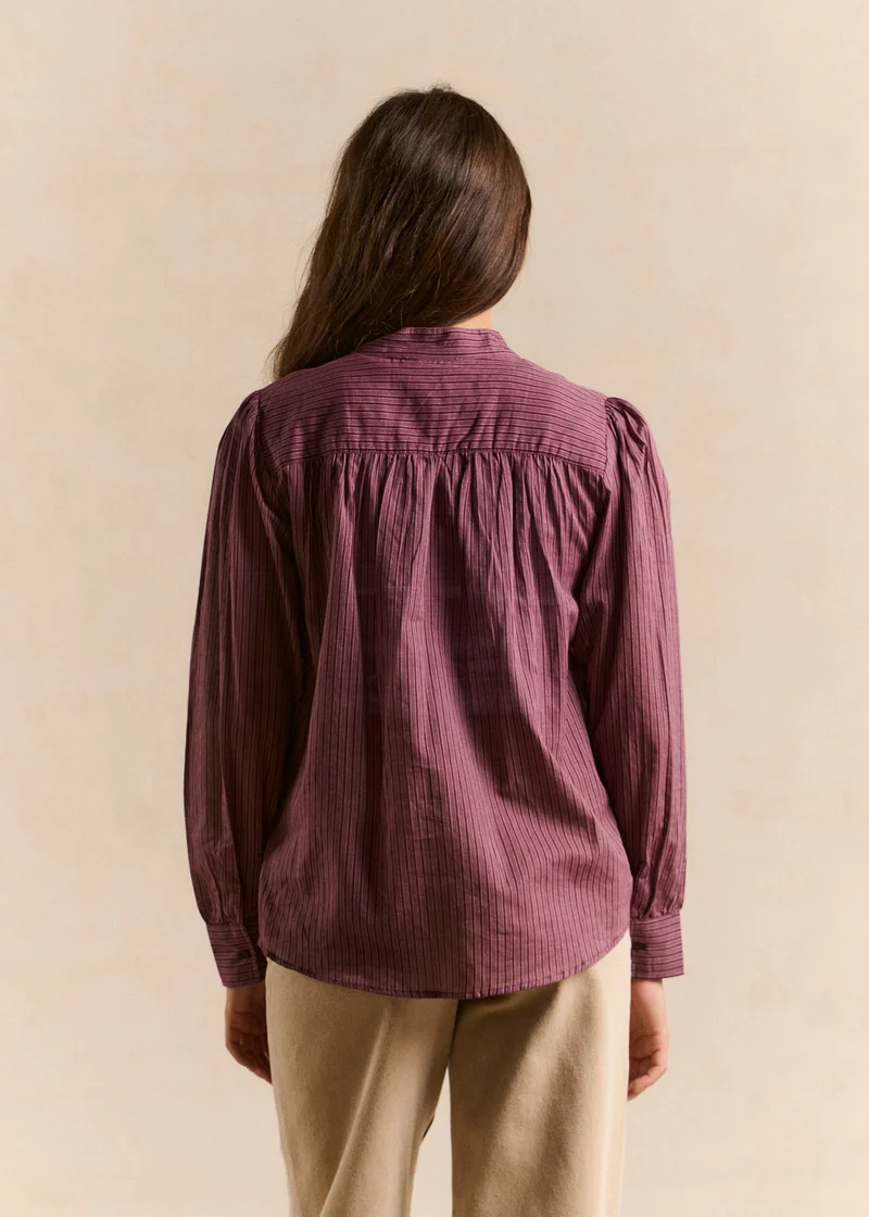 Chemise imprimé rayures col officier