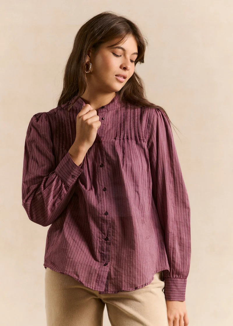Chemise imprimé rayures col officier