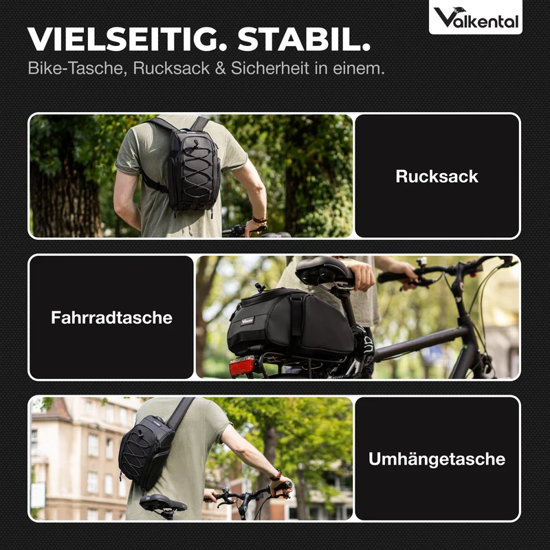 Trunk Bag - Sacoche de porte-bagages 3 en 1 à fixation par le dessus, avec fonction sac à dos