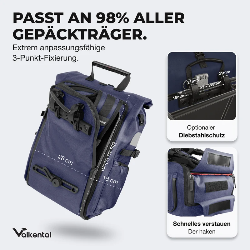 Sac de vélo ValkPro 3 en 1 - un produit polyvalent et ultra-fonctionnel - produit de deuxième choix