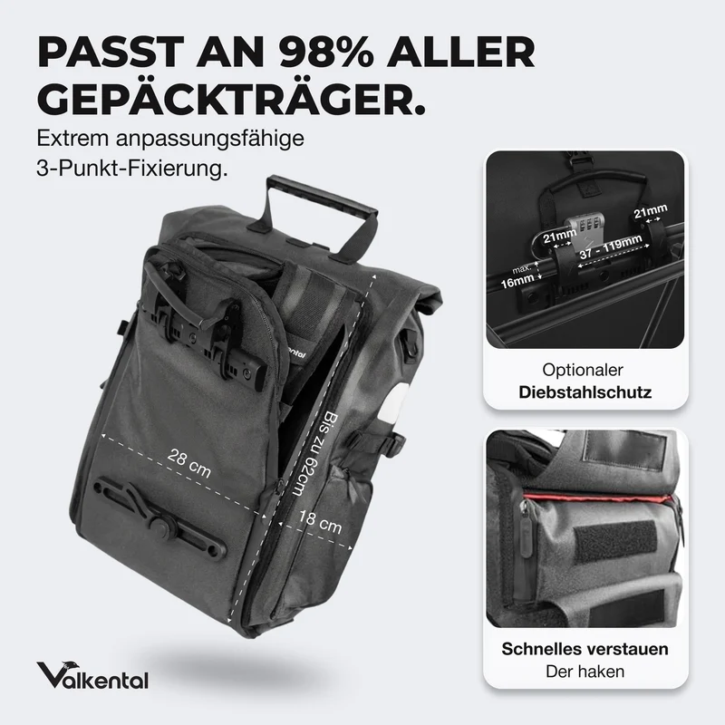 Sac de vélo ValkPro 3 en 1 - un produit polyvalent et ultra-fonctionnel - produit de deuxième choix