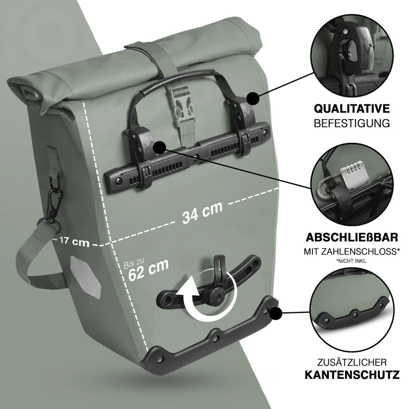 Sac à vélo Urban - Sac de porte-bagages 2 en 1 pratique au look urbain - Produit de deuxième choix