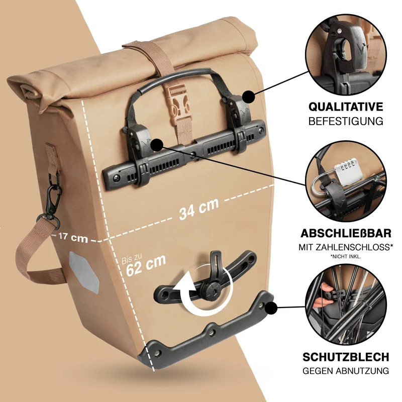 Sac à vélo Urban - Sac de porte-bagages 2 en 1 pratique au look urbain - Produit de deuxième choix
