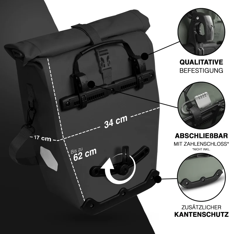 Sac à vélo Urban - Sac de porte-bagages 2 en 1 pratique au look urbain - Produit de deuxième choix