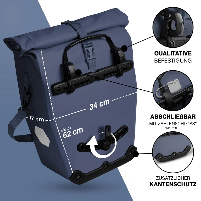 Sac à vélo Urban - Sac de porte-bagages 2 en 1 pratique au look urbain - Produit de deuxième choix