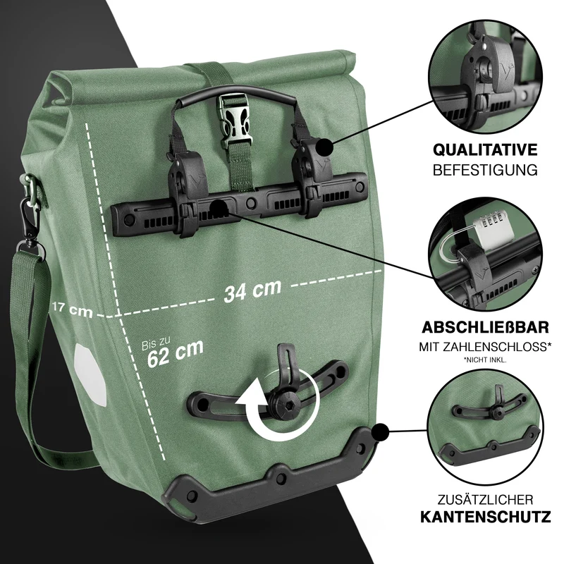 Sac à vélo Urban - Sac de porte-bagages 2 en 1 pratique au look urbain - Produit de deuxième choix