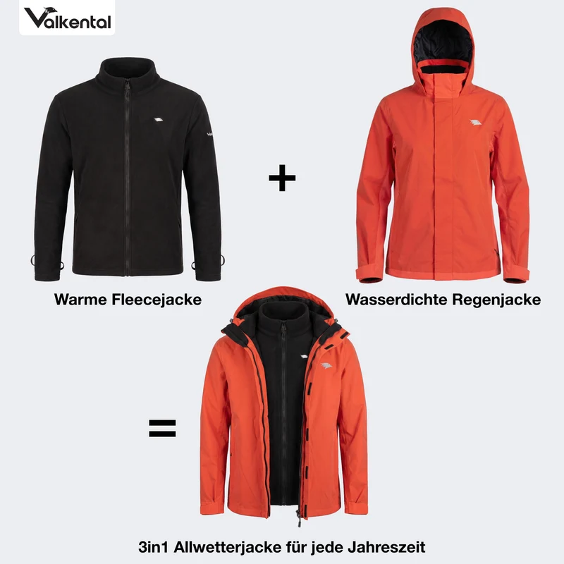 Veste 3 en 1 Smart Jacket - 100 % réfléchissante et imperméable, avec polaire amovible à fermeture éclair - Produit de deuxième choix