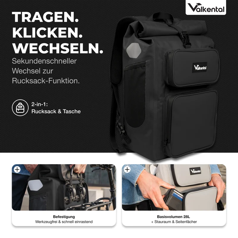 UrbanX 2.0 - Sacoche de vélo et sac à dos 2 en 1 pour la ville