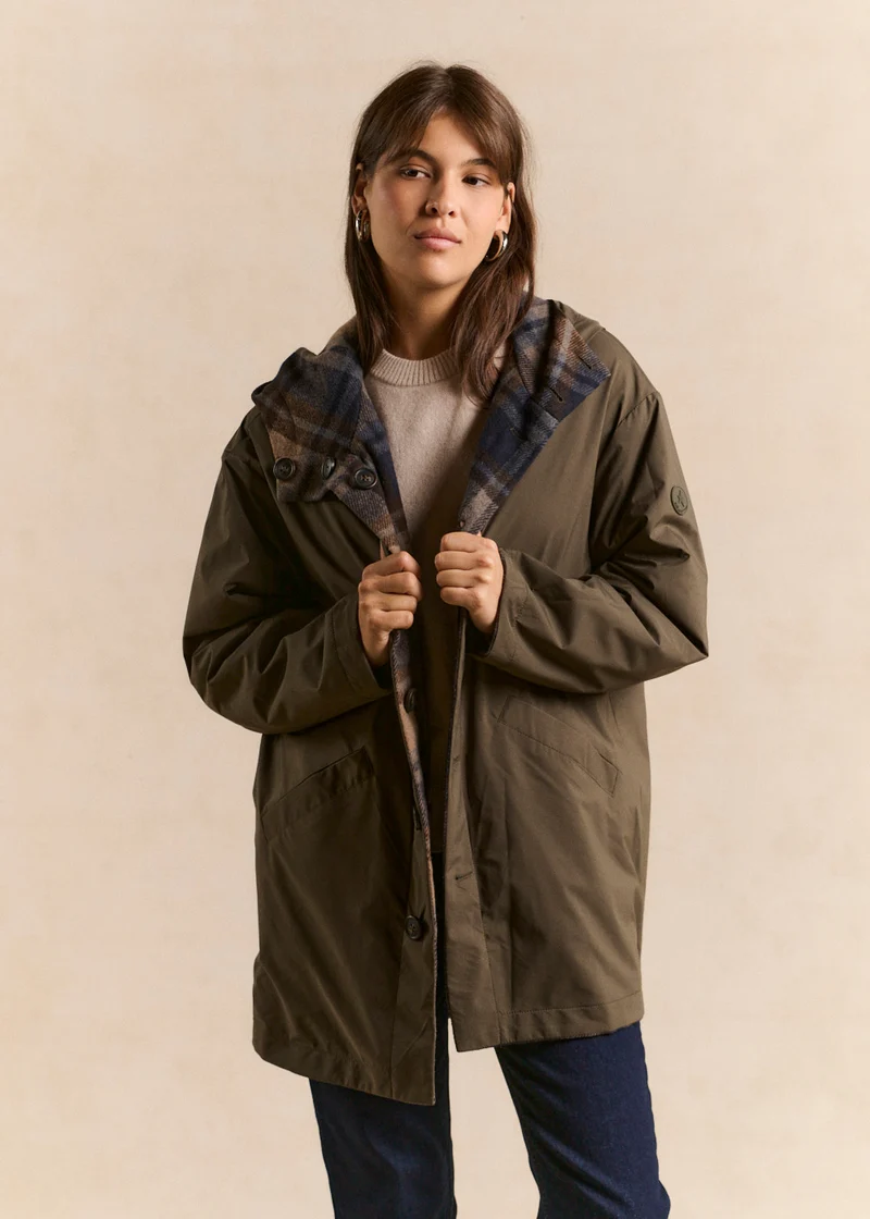Parka longue réversible à capuche
