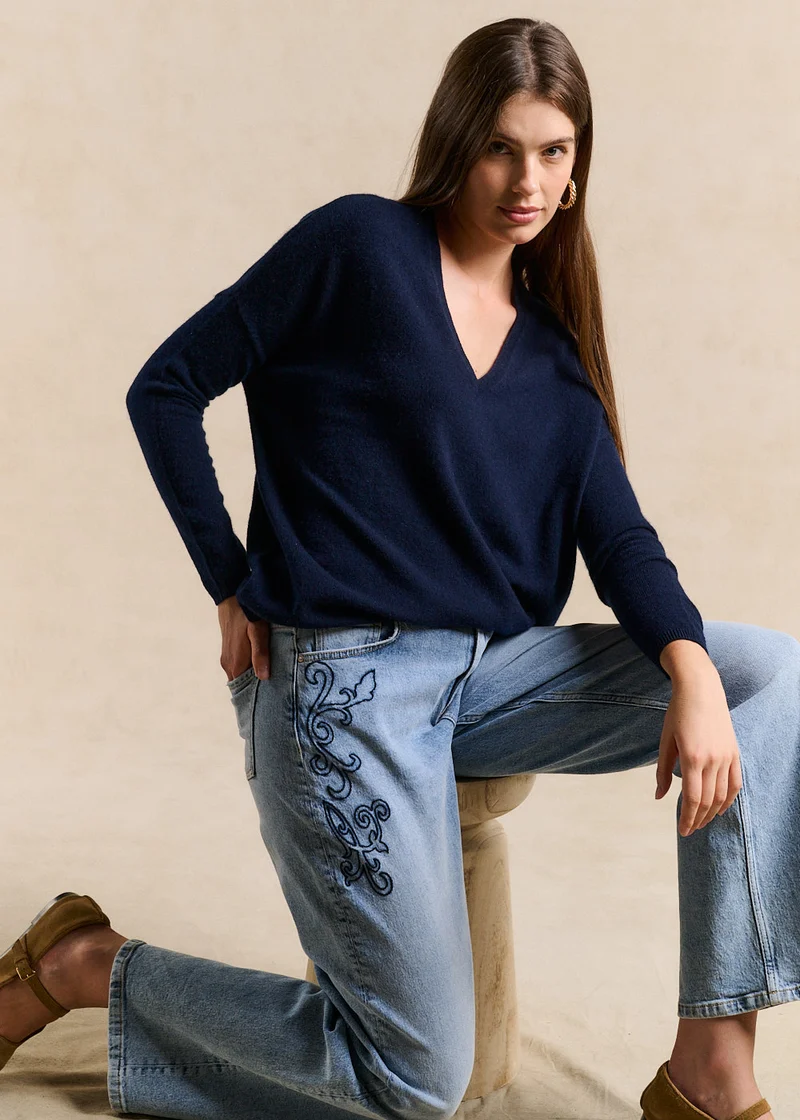Pull en 100% cachemire à Col V