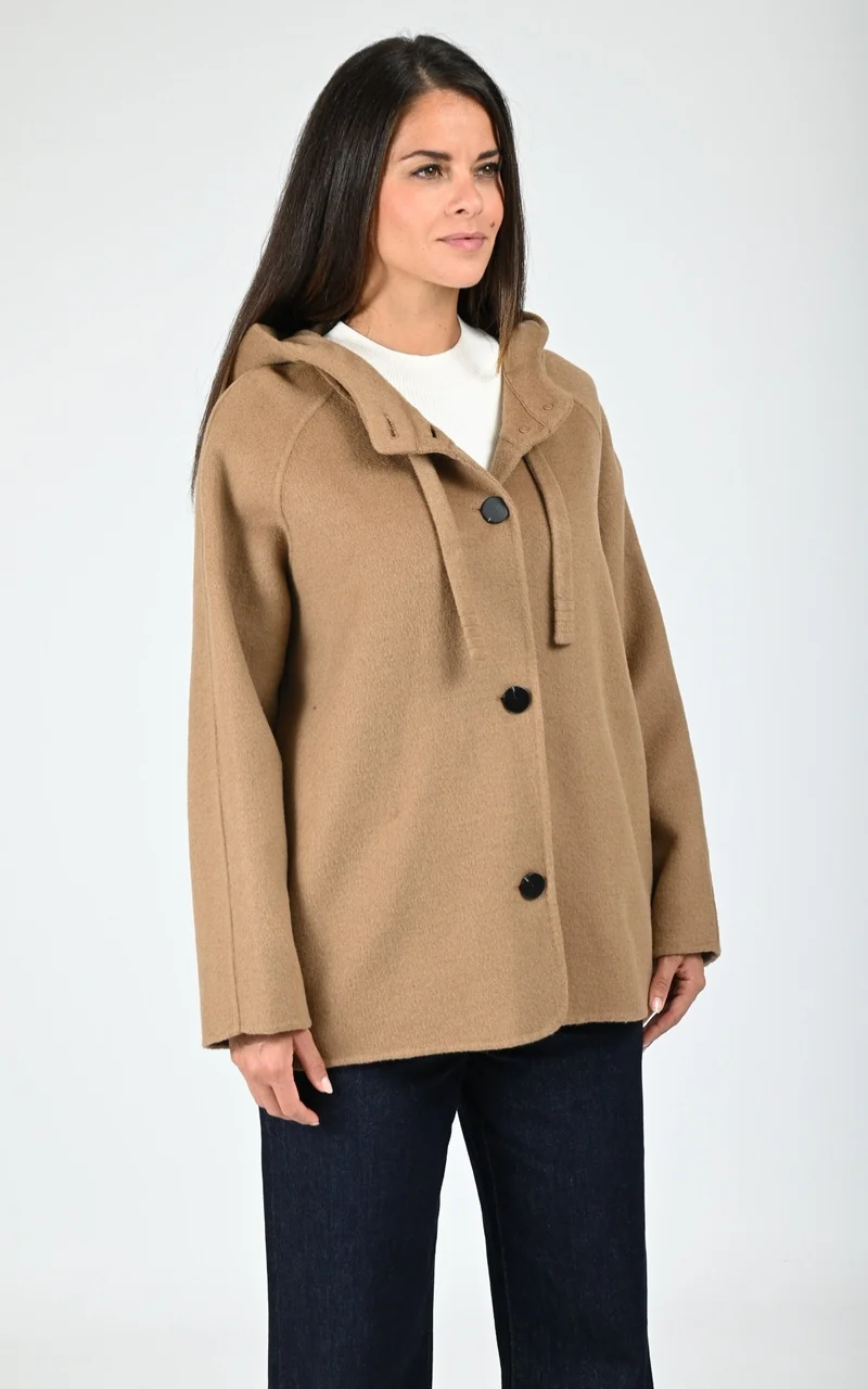 Veste à capuche laine Akita café