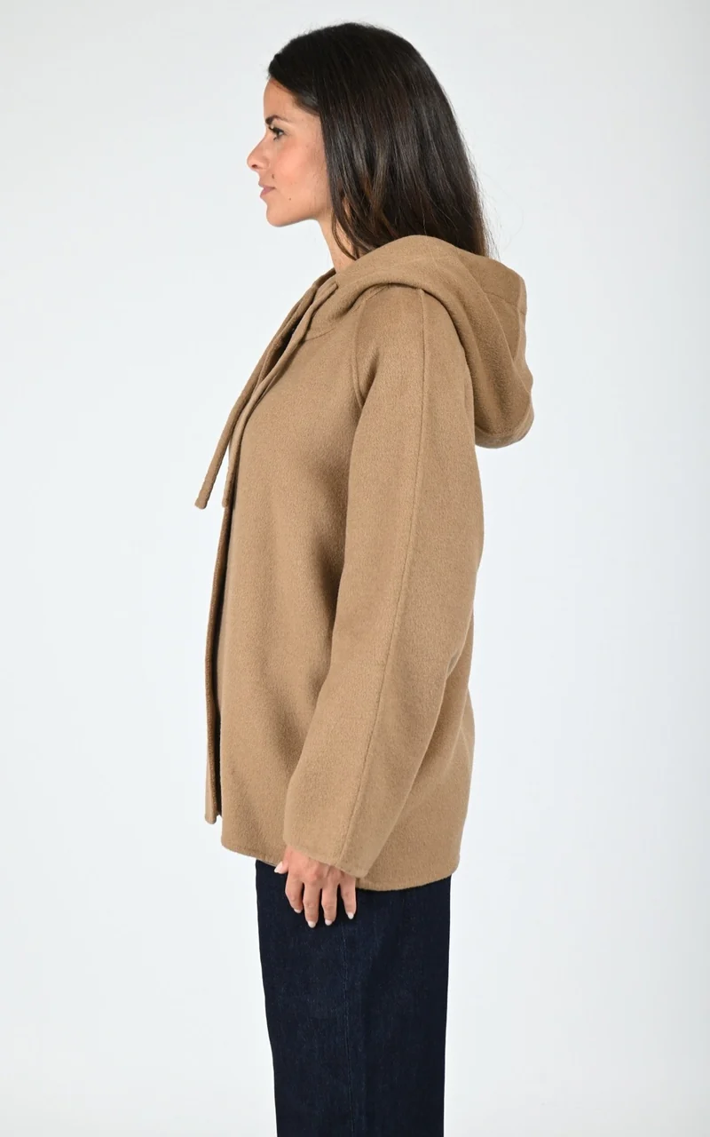 Veste à capuche laine Akita café